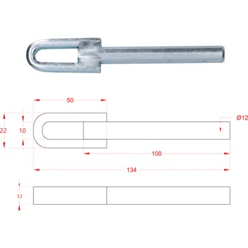 Zábradlí Kotvení do betonu na plotové dílce 135mm, na vrták ø 12mm, Zinkované /pro výplně 12x12 a 14x14/