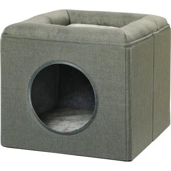 Pelíšek pro kočku PawHut kočičí pelíšek 2 v 1 s polštářem, 36,5 x 36,5 x 33 cm, zelený