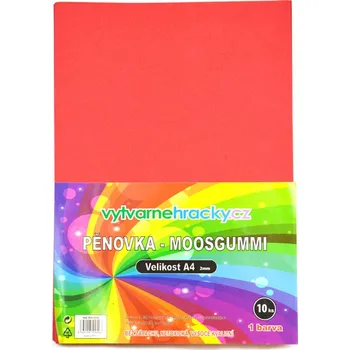 Pěnovka A4, tl. ca 2mm - červená, 10ks