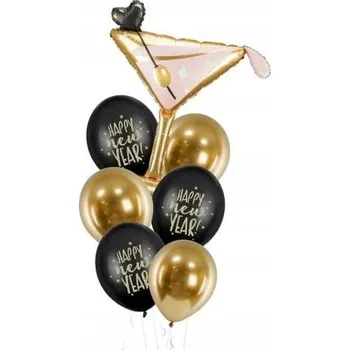 Balónek Sada balónků na Silvestra "Happy New Year" martini, černá