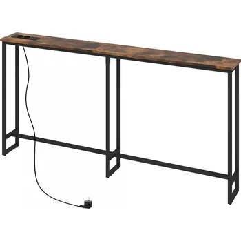 Obývací pokoj Předsíňový stolek s integrovanou nabíjecí stanicí, 160 x 20 x 80 cm | rustikálně hnědý