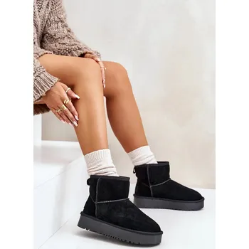 Dívčí sněhule Dámské Semišové Sněhule Na Platformě Nad Kotníky Černé Rianaella 38