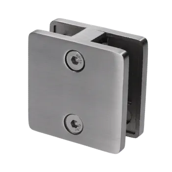 Zábradlí Svorka skla přímá na jekl (60x60x28mm), na sklo 8-12.76mm, broušená nerez K320 /AISI304, balení neobsahuje gumičky na sklo - zapotřebí 2 balení EG-175