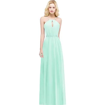 Dámské šaty Dlouhé šaty s halter výstřihem a páskem s krystaly pro oslavy Barva: Mátová, Velikost: 3XL