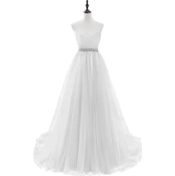 Dámské šaty Tylové večerní šaty s flitry a šněrováním pro plesové příležitosti Barva: Bílá, Velikost: 4XL