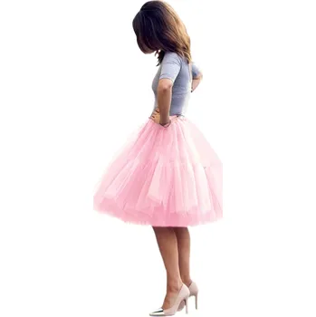Dámská sukně Krátká nadýchaná tylová sukně s více vrstvami pro taneční události Barva: Růžová, Velikost: S