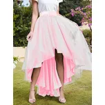 Asymetrická tylová sukně s vysokým pasem pro večírky a sváteční události Barva: Růžová, Velikost: ONE SIZE