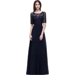 Dlouhé šifonové šaty v áčkovém střihu pro slavnostní a svatební hosty Barva: Tmavě Modrá, Velikost: 7XL