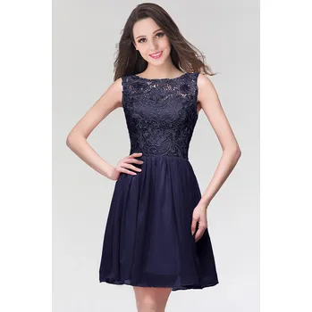 Dámské šaty Krátké krajkové koktejlové šaty v áčkovém střihu pro společenské akce Barva: Tmavě Modrá, Velikost: 4XL
