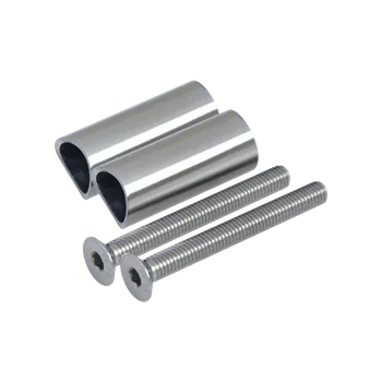 Zábradlí Přechod na vymezení vzdálenosti mezi sloupem ø 42,4 mm a kotevní deskou, ø 20x2,0 mm /L:45 mm, vnitřní šroub: M8x70 mm, broušená nerez K320 / AISI304, bal: 2ks