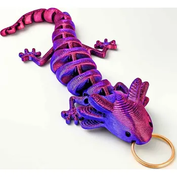 3D Flexi Axolotl na klíče | Svíčkománie3D | Barva: Fialovo-modrá lesklá