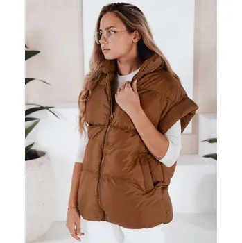 Dámská vesta Hnědá krátká prošívaná vesta NIMIA TY3249 Velikost: M