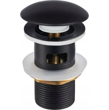 KOREK UMYWALKOWY CERAMICZNY CZARNY PÓŁ-MAT pro umyvadlo s přepadem, KLIK-KLAK systém