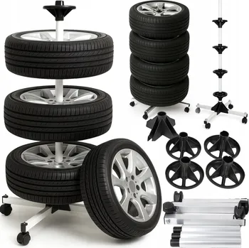 Uskladnění pneumatiky STOJAN NA KOLA PNEUMATIKY AUTOMOBILOVÉ RÁFKY DRŽÁK REGÁL NA KOLEČKÁCH GARÁŽOVÝ