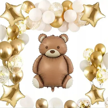 Balónek BALÓNKOVÁ STĚNA SADA BALÓNKŮ NA KŘTINY NAROZENINY 1. ROCEK S MEDVÍDKEM 77 KS