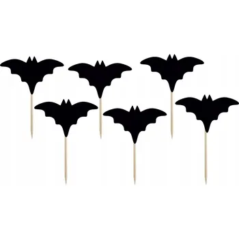 Party dekorace Zapichovací Dekorace na muffiny na Halloween, 6 kusů, netopýři