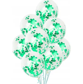 Balónek Průhledné balónky se zeleným konfetami 30 cm 100 ks