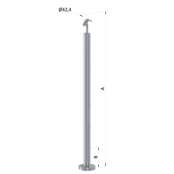 Nerezový sloup, vrchní kotvení, bez výplně, 6 řadový se závitem M6, vrch nastavitelný (ø 42.4x2mm), broušená nerez K320 /AISI304