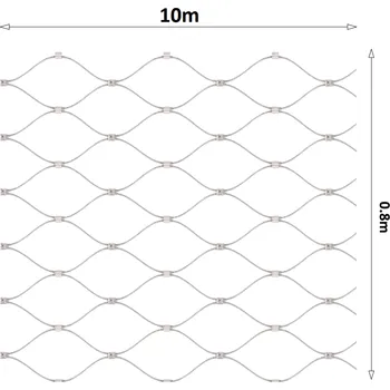 Pletivo Nerezová lanková síť, 0,8x10 m (šxd), oko 60x104 mm, průměr lanka 2 mm, AISI316