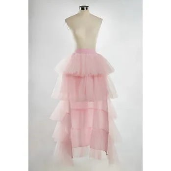 Dámská sukně Vrstvená tylová sukně s nepravidelným lemem pro svatební oslavy Barva: Růžová