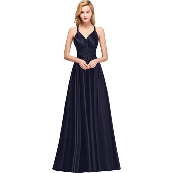 Dámské šaty Dlouhé víceúčelové šaty s otevěnými zády pro ples či svatbu Barva: Tmavě Modrá, Velikost: L