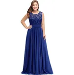 Dlouhé společenské šaty s výstřihem do V pro večerní oslavy Barva: Safírová, Velikost: 7XL