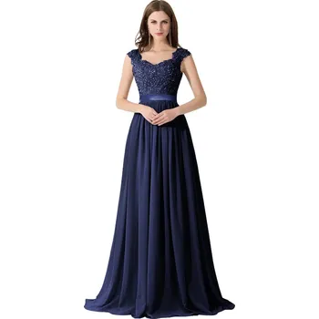 Dámské šaty LissCord Dlouhé krajkové šaty s výstřihem do V pro svatbu a formální příležitosti Barva: Tmavě Modrá, Velikost: 6XL