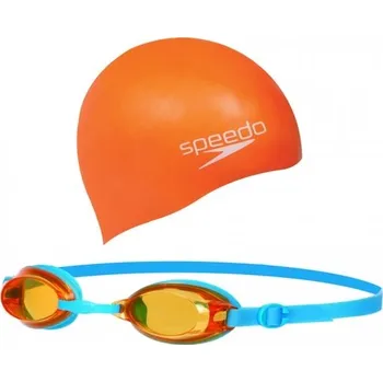 Plavecká čepice Set dětských plaveckých brýlí Speedo Jet a čepice - oranžový