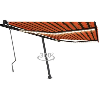 Markýza vidaXL Ručně zatahovací markýza s LED světlem 450 x 350 cm [3069844] Barva: oranžová a hnědá