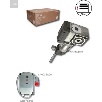 Pohon brány TOTMAN sada pro průmyslová sekční vrata do 30 m², 1x NDCM0199 (400 V, 100 Nm), 1x D-PRO ACTION NDCC2000, 1x propojovací kabel CA0175A00 7m, 5 m řetěz, 1x CEE, elektrické koncové dorazy, konektor OXIBD, otvor pro hřídel o Ø 25 mm