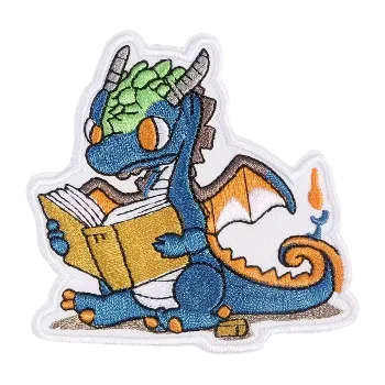 Nášivka Nažehlovací nášivka - dráček s knihou (7,6 x 7,6 cm)