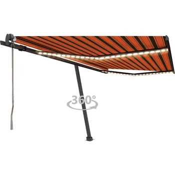 Markýza vidaXL Automatická markýza LED a senzor větru 450 x 350 cm [3069852] Barva: oranžová a hnědá