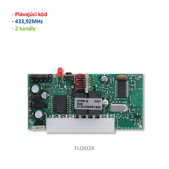 Pohon brány Přijímač zásuvný, 2 kanálový, plovoucí kód, 433.92MHz, paměť na 63 vysílačů, série FLOR