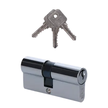 Vložka do dveří Cylindrická vložka EURO 30/35mm, nikel-satina, 3 kľúče, skrutka M5x65mm