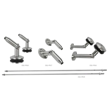 Zábradlí Set na skleněný přístřešek pro sklo 8-12,76 mm, (set obsahuje: EB2-PRJ8 2 ks, EB2-PRJ9 2 ks), broušená nerez K320 / AISI316