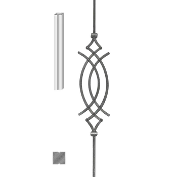 Zábradlí DO VYPRODÁNÍ ZÁSOB: Tyč 950 mm, materiál 12 x 12 mm, ornament 570 x 165 mm, 12 x 6, nýtovaný