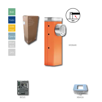 Pohon brány M3BAR automatická závora do 3 m (24 V, 150 W, 100 Nm) řídicí jednotka BCU1, 1x základová deska XBA16, bez ramena