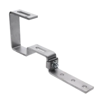 Střešní hák vhodný pro kovové krytiny z lisovaného a drceného kamene typu Gerard. Nerez A2, fotovoltaika