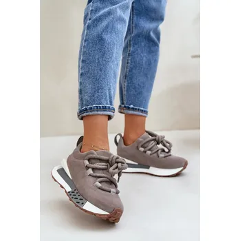 Dámské tenisky Semišové Dámské Tenisky Na Platformě S Hrubým Šněrováním Artiker Šedé Velikost: 40