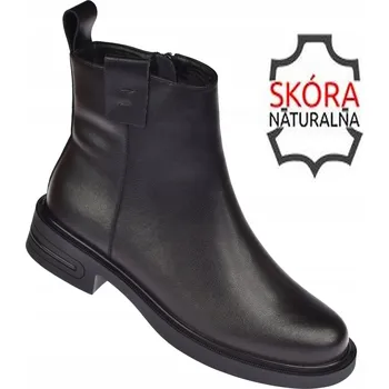 Dámská zimní obuv Klasické černé kožené kotníkové kotníkové boty 40