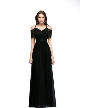 Dámské šaty Elegantní krajkové šaty s výstřihem do V a odhalenými rameny Barva: Černá, Velikost: XS