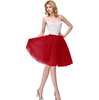 Dámská sukně Krátká tylová sukně s podšívkou a pružným pasem pro taneční akce Barva: Červená