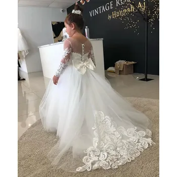 Dívčí šaty Dívčí krajkové šaty s tylovou sukní a knoflíčky pro slavnostní den Barva: Krémová, Velikost: 3