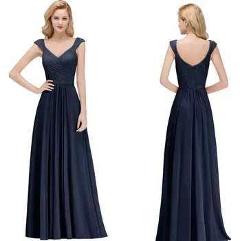 Dámské šaty Elegantní šifonové šaty s krajkovým topem pro ples nebo svatbu Barva: Tmavě Modrá, Velikost: 4XL