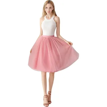 Dámská sukně Krátká tylová sukně s pružným pasem pro tanec a letní akce Barva: Růžová