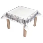 Kuchyňský ubrus vánoční CYH6064C, domečky, béžovo-zelená 85x85cm (čtverec)