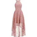 Dlouhé krajkové šaty s halter výstřihem a vlečkou pro večerní událost Barva: Fuchsiová, Velikost: 7XL