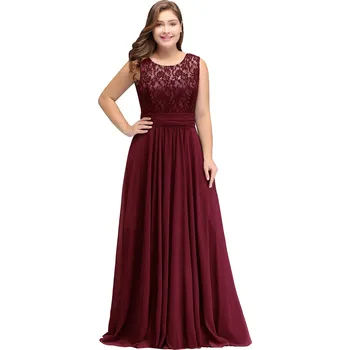 Dámské šaty Dlouhé společenské šaty s výstřihem do V pro večerní oslavy Barva: Bordová, Velikost: 9XL