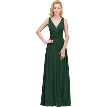 Dámské šaty Dlouhé šifonové šaty s výstřihem do V pro svatební a formální události Barva: Zelená, Velikost: 4XL