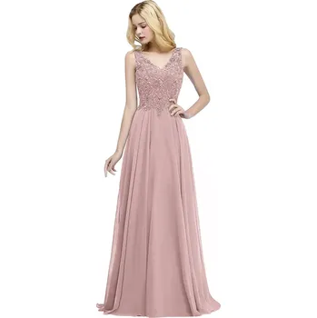 Dámské šaty Dlouhé šifonové šaty s krajkovým živůtkem a krystaly pro slavnostní večery Barva: Fuchsiová, Velikost: 4XL